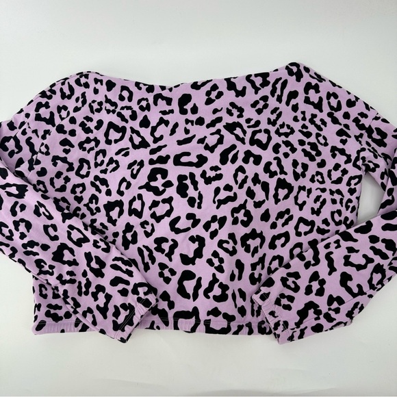 Beach Riot Purple Leopard Drawstring Cropped Hoodie - Picture 3 of 4